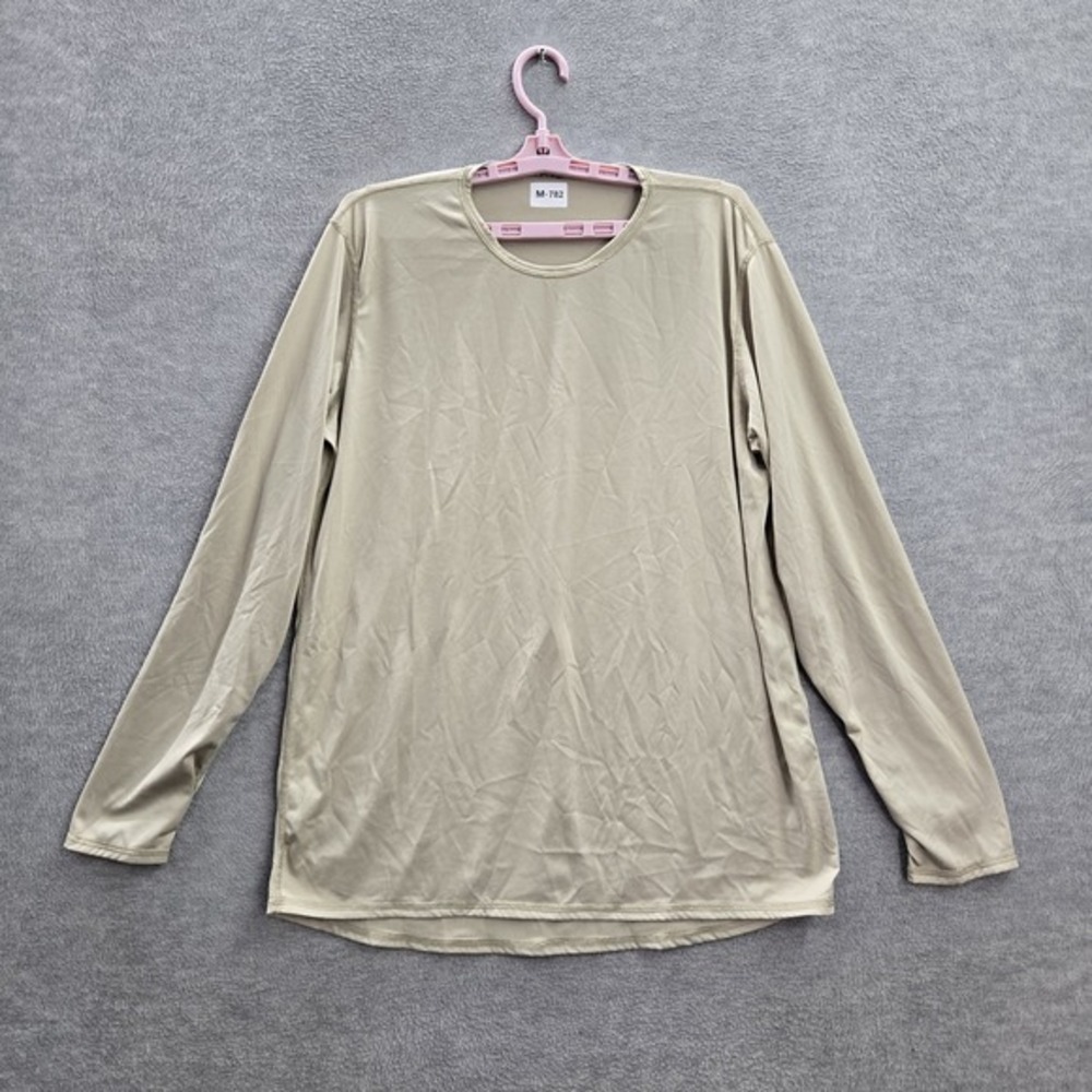 Milliken Men Shirt L LONG‎ Beige Military Undershirt Lightweight Cold Weather